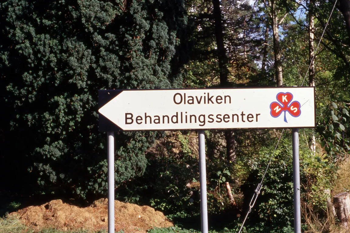 Et skilt som viser veien til Olaviken