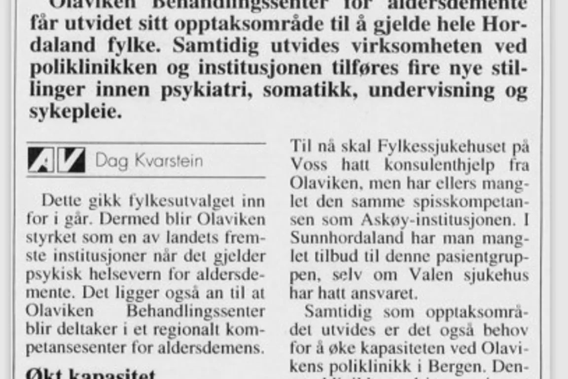 Avisutklipp med historie om at Olaviken utvider tilbudet sitt