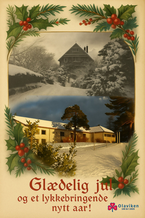 Et hus med et snødekt fjell i bakgrunnen