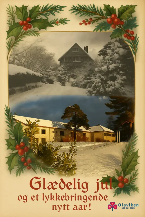 Et hus med et snødekt fjell i bakgrunnen